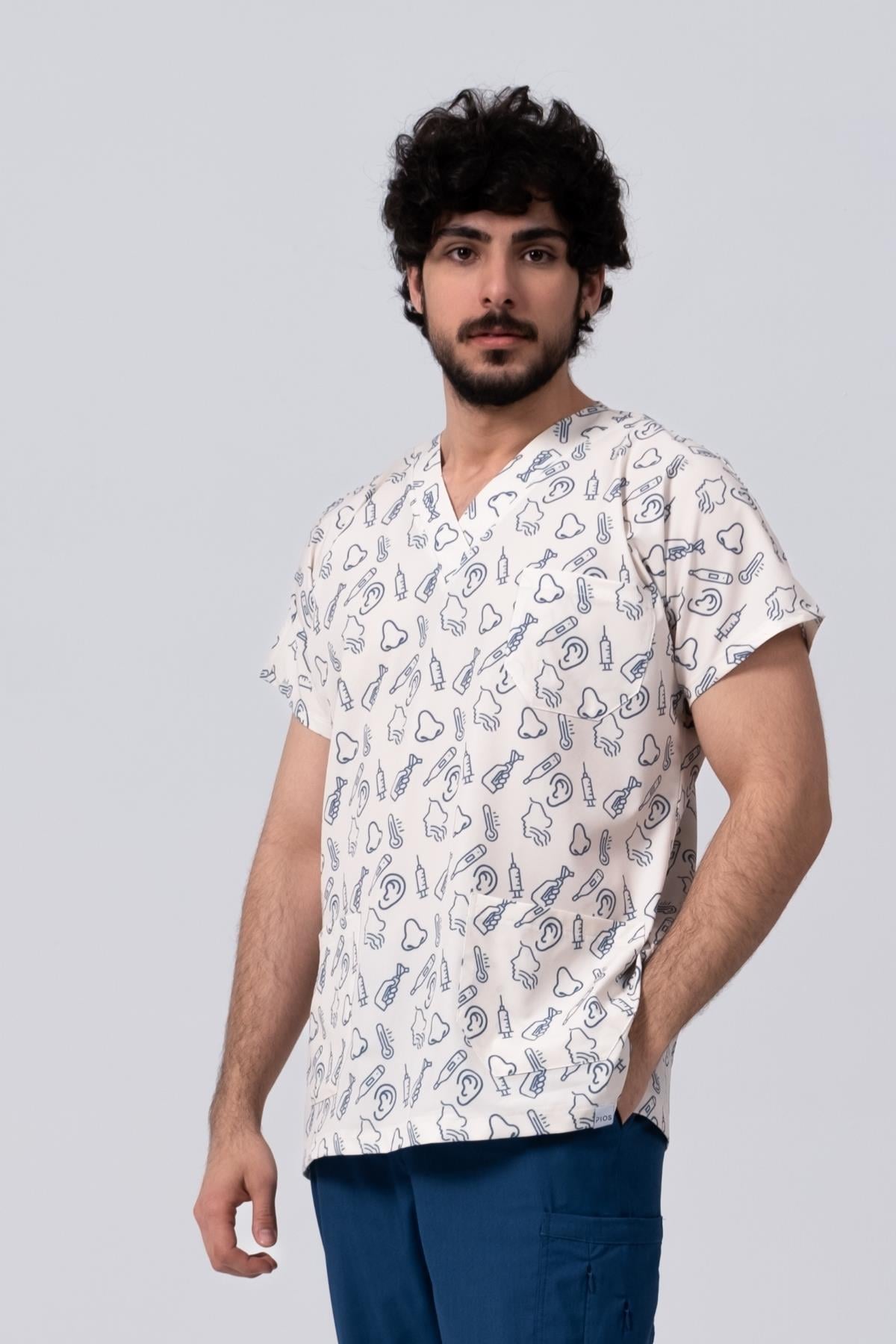 Pios KBB Desenli Erkek Scrubs