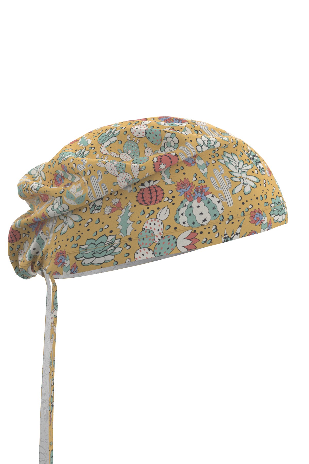 Sarı Kaktüs Desenli Bone