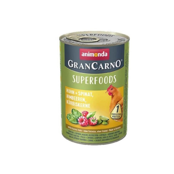 Animonda Gran Carno Superfoods Tavuk Ispanak Ahududu Köpek Konservesi 400 Gr  6 Adet