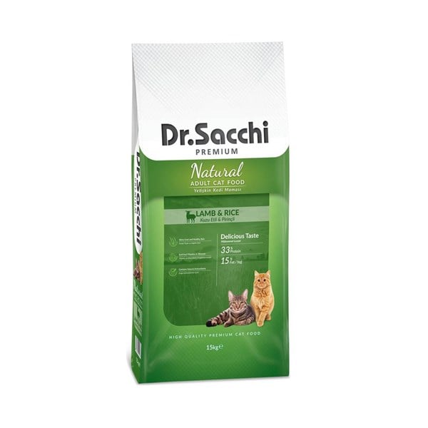 Dr.Sacchi Premium Natural Lamb&Rice Kuzulu Yetişkin Kedi Maması 15 kg