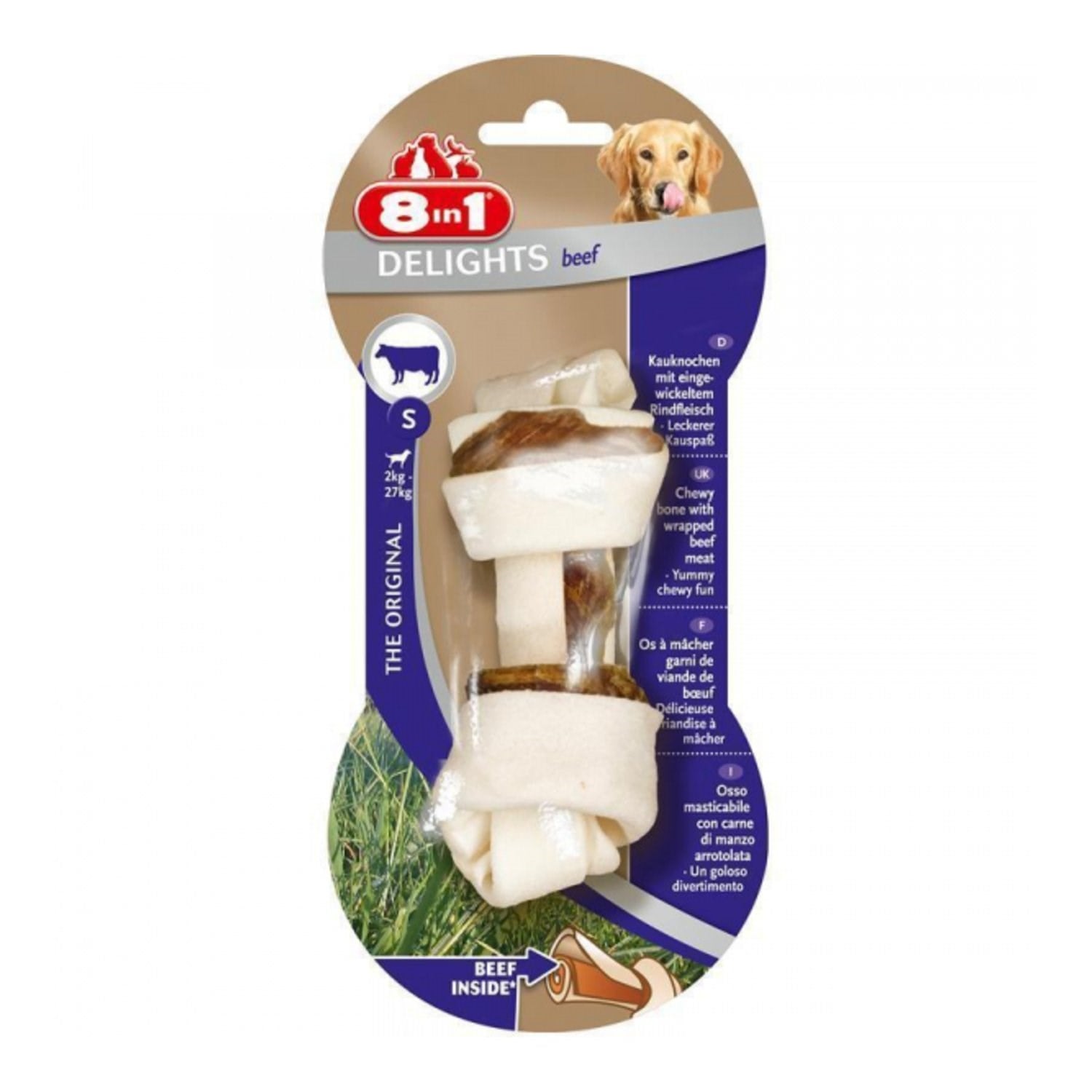 8in1 Delights Bones Biftekli Düğümlü Tartar Oluşumunu Önleyen Köpek Kemiği 35gr 10cm S