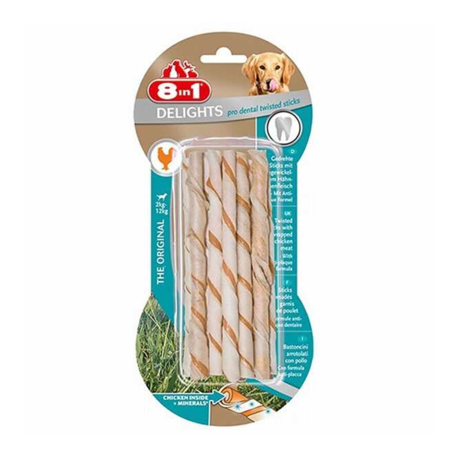 8in1 Delights Pro Dental Diş Sağlığı için Twisted Sticks Köpek Çiğneme Kemiği 55gr