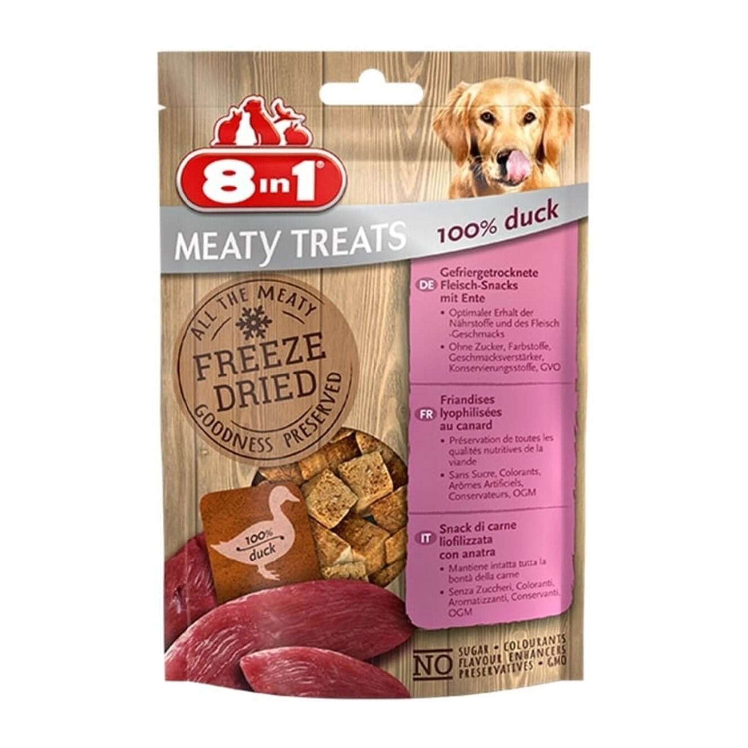 8in1 Freeze Doğal Ördekli Köpek Ödülü 50gr