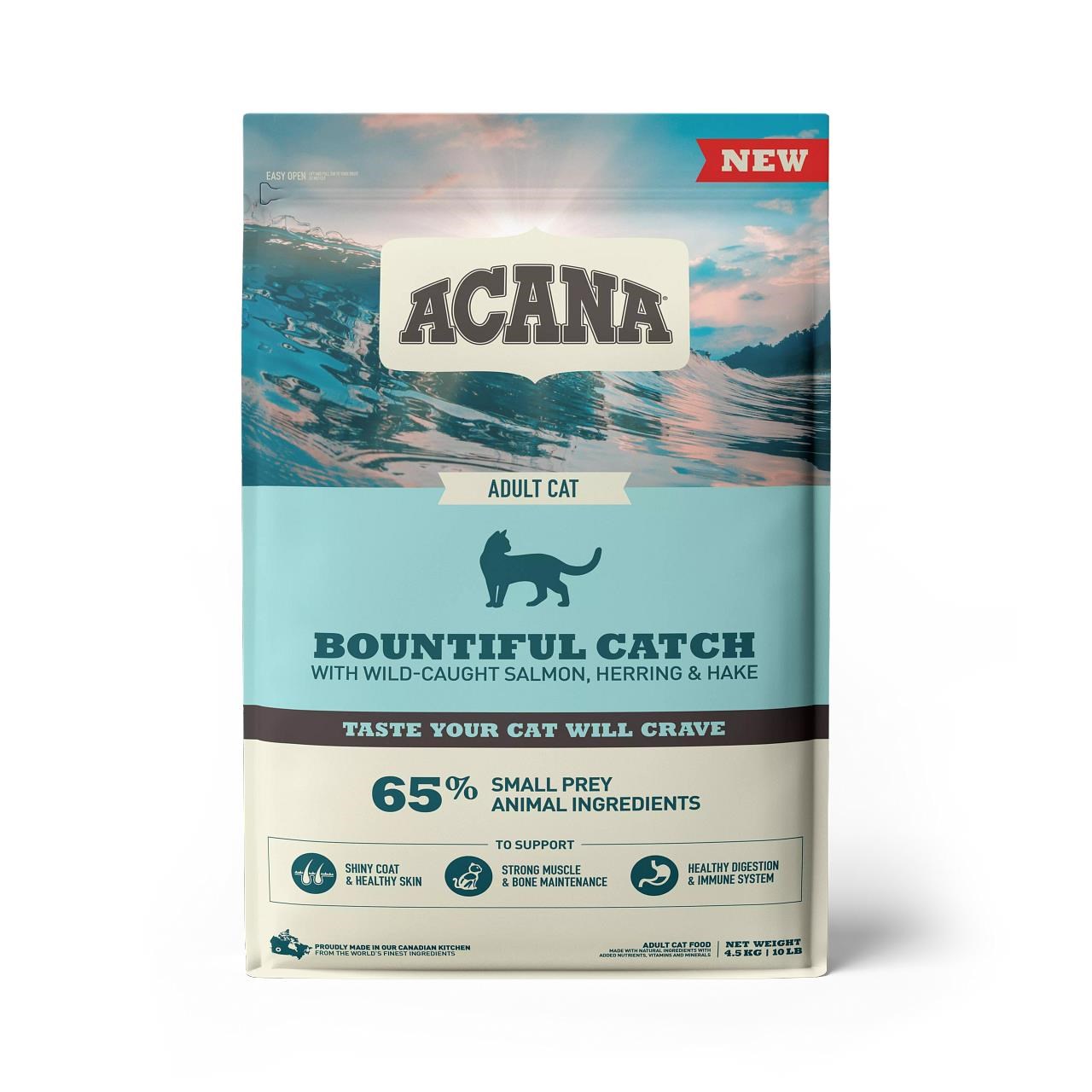 Acana Bountiful Catch Güçlü ve Sağlıklı Kemikler için Balıklı Tahılsız Yetişkin Kedi Maması 4,5 Kg