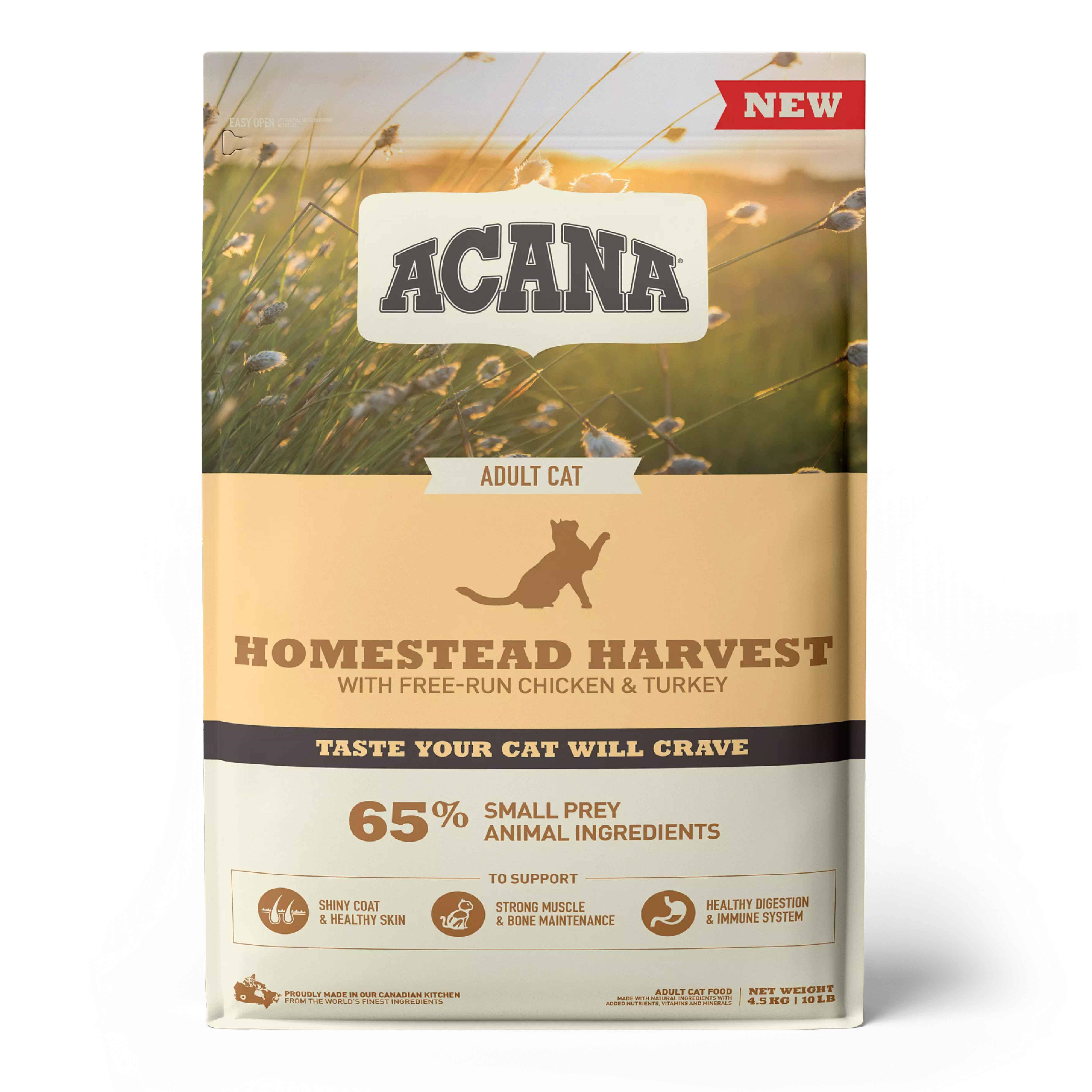 Acana Homestead Harvest Yüksek Proteinli Tavuklu ve Hindili Yetişkin Kedi Maması 4,5 Kg