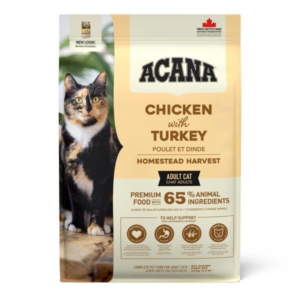 Acana Homestead Harvest Yüksek Proteinli Tavuklu ve Hindili Yetişkin Kedi Maması 4,5 Kg