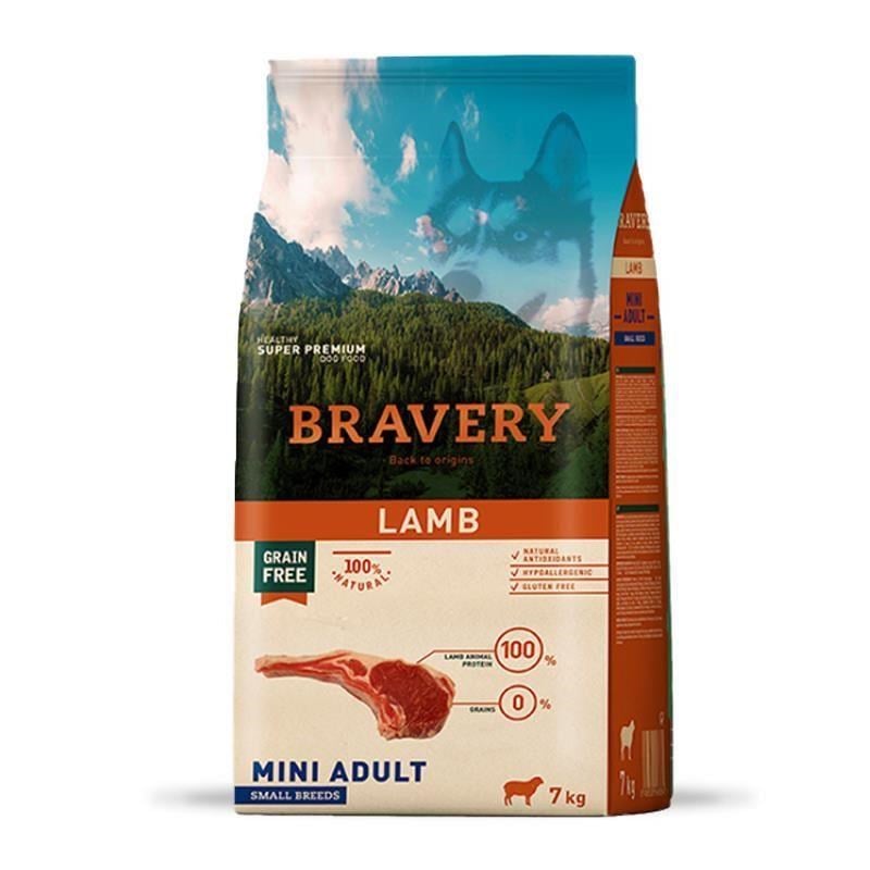 Bravery Tahılsız Kuzulu Yetişkin Küçük Irk Köpek Maması 7 Kg