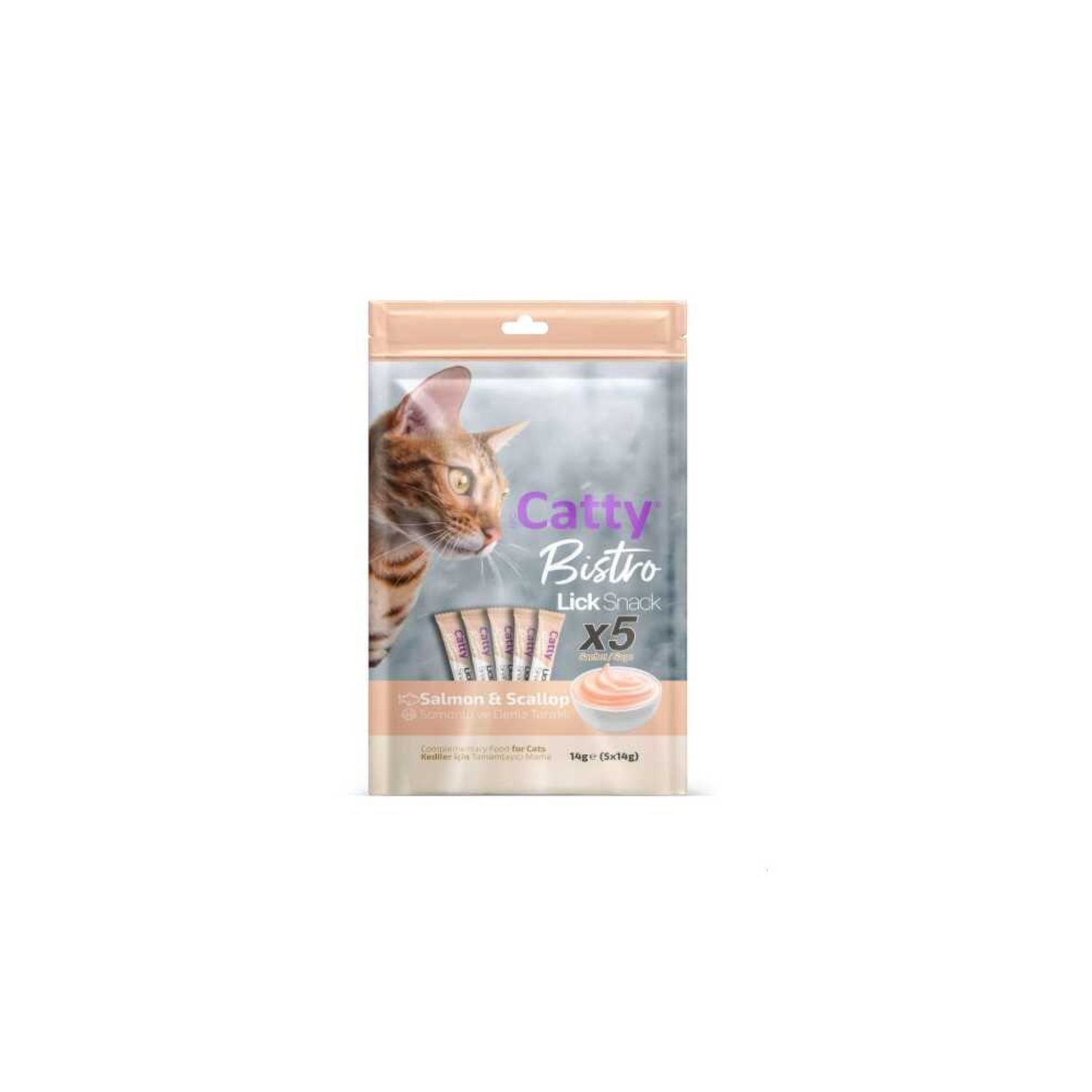 Catty Bistro Somonlu ve Deniz Taraklı Yetişkin Kedi Krema Ödülü 5 x 14 Gr
