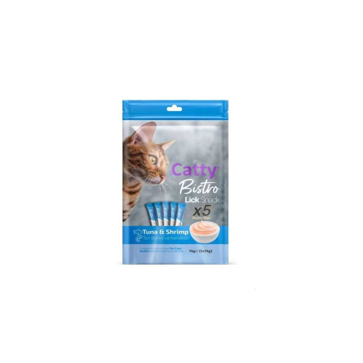 Catty Bistro Ton Balıklı ve Karidesli Yetişkin Kedi Krema Ödülü 5 x 14 Gr