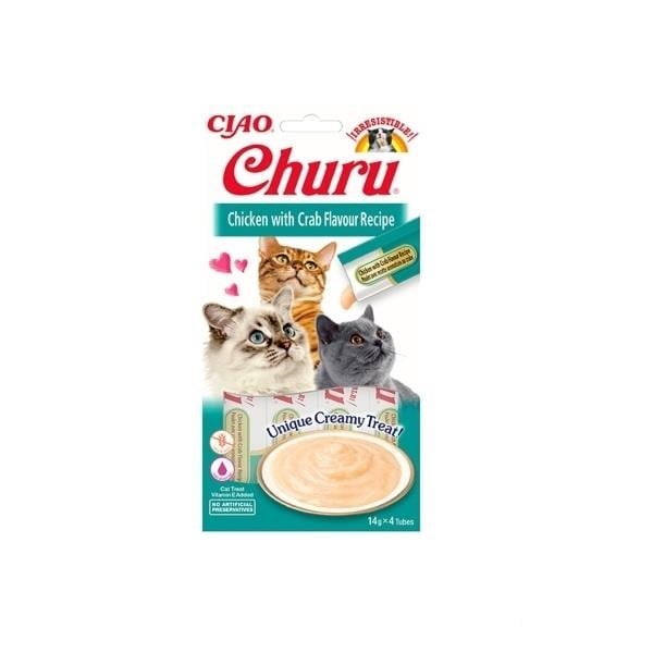 CIAO Churu Cream Tavuklu ve Yengeçli Krema Kedi Ödül Maması 14 Gr (4'lü)