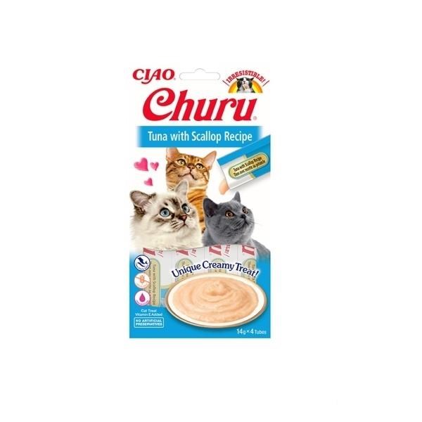 CIAO Churu Cream Ton Balıklı ve Deniz Taraklı Krema Kedi Ödül Maması 14 Gr (4'lü)
