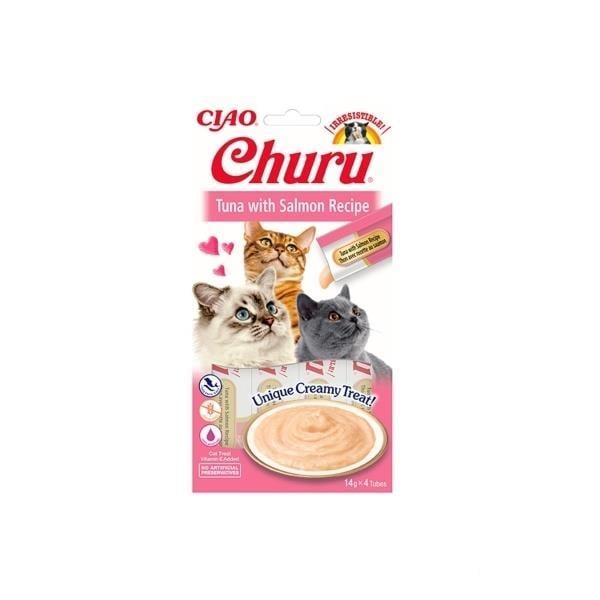 CIAO Churu Cream Ton Balıklı ve Somonlu Krema Kedi Ödül Maması 14 Gr (4'lü)