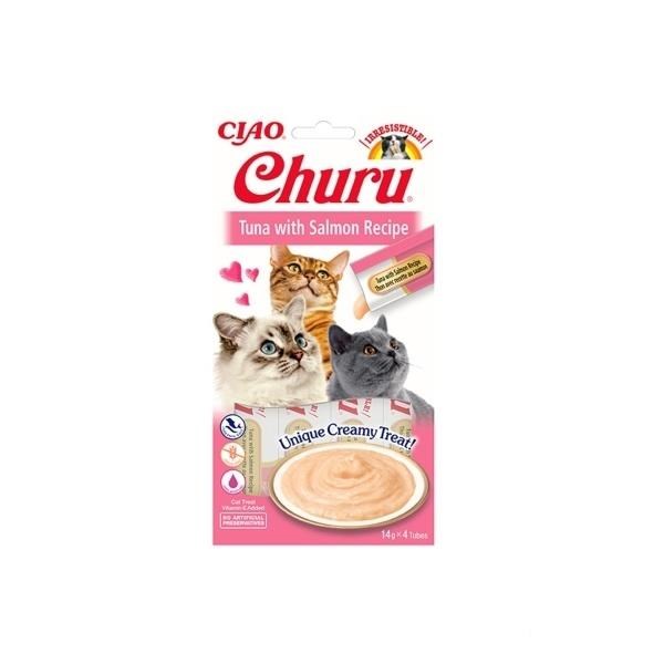 CIAO Churu Cream Ton Balıklı ve Somonlu Krema Kedi Ödül Maması 14 Gr (4'lü)
