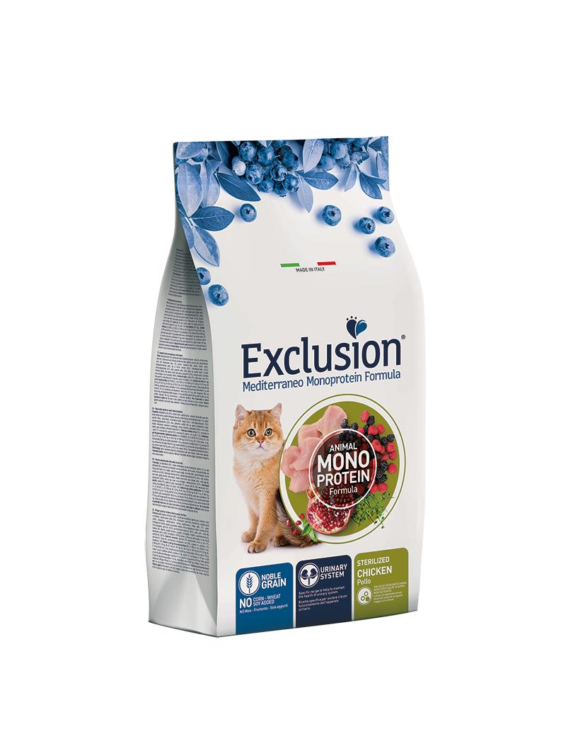 Exclusion Monoprotein Tavuklu ve Narlı Düşük Tahıllı Kısırlaştırılmış Kedi Maması 12 Kg
