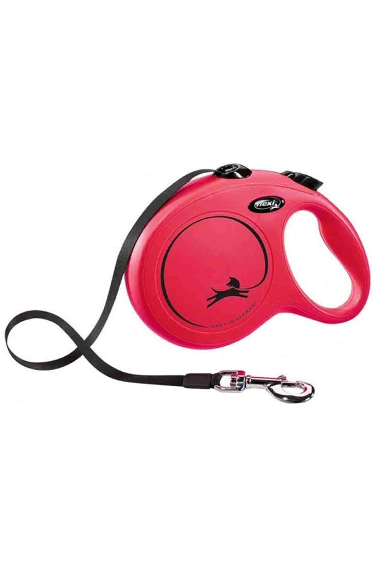 Flexi New Classic Otomatik Şerit Köpek Gezdirme Kayışı L (8Mt) Kırmızı