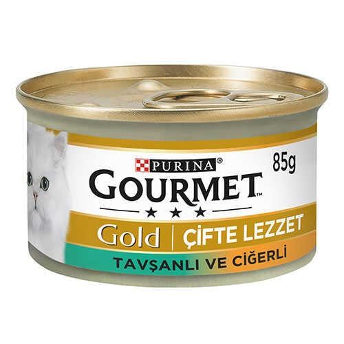 Gourmet Gold Çifte Lezzet Ciğer ve Tavşan Konserve Kedi Maması 85 Gr