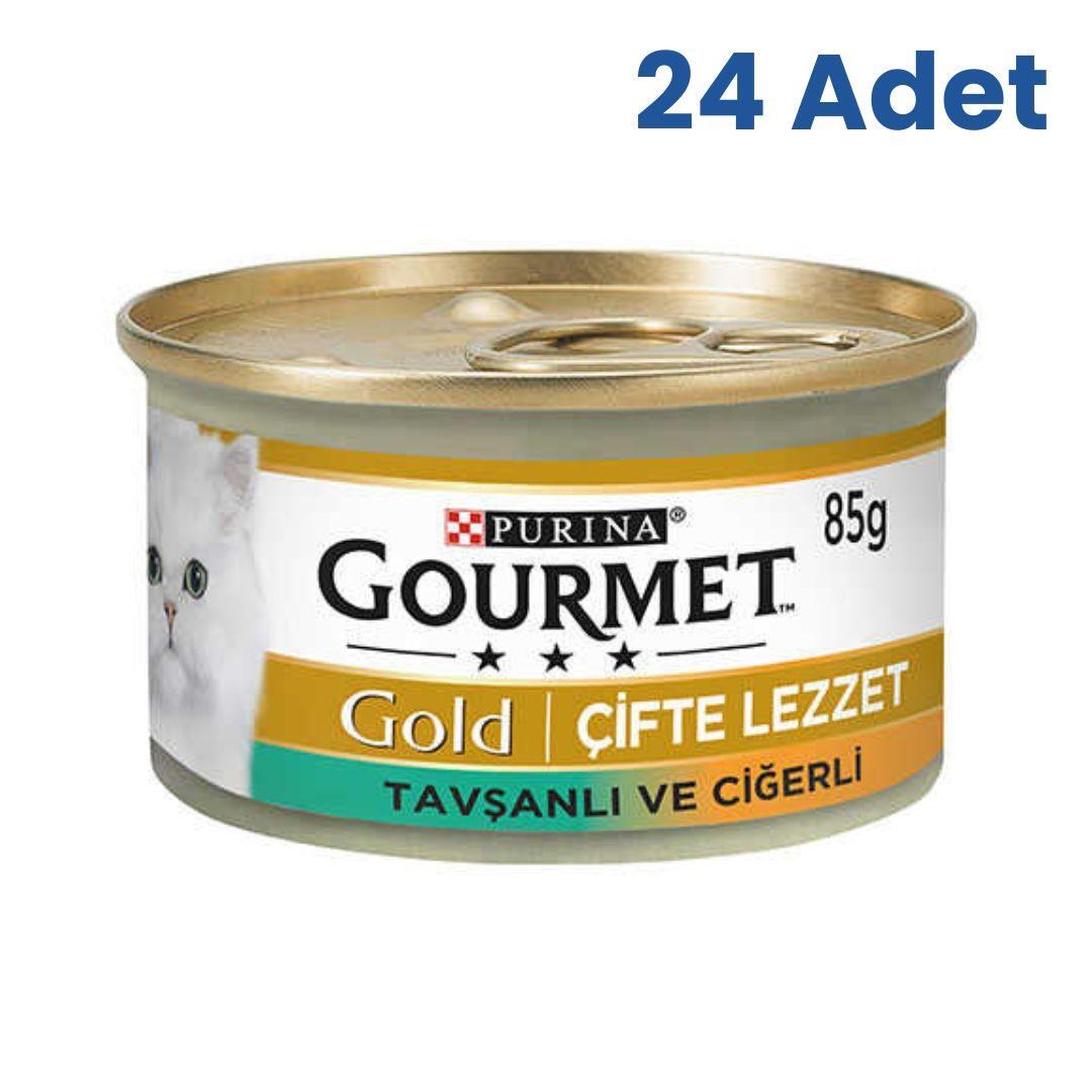 Gourmet Gold Çifte Lezzet Ciğer ve Tavşan Konserve Kedi Maması 85 Gr (24 Adet)