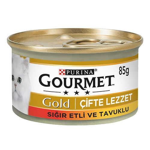 Gourmet Gold Çifte Lezzet Sığır Etli ve Tavuklu Konserve Kedi Maması 85 Gr