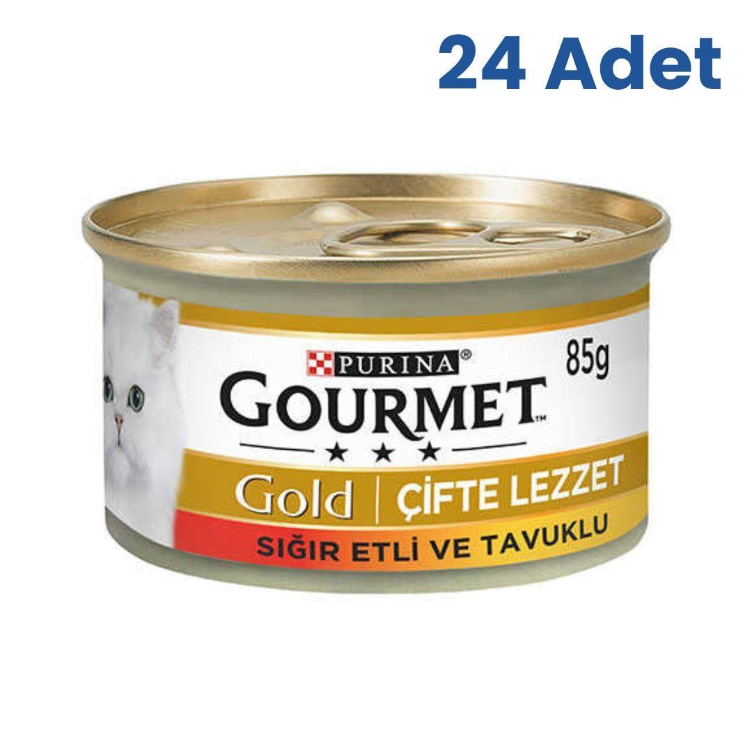 Gourmet Gold Çifte Lezzet Sığır Etli ve Tavuklu Konserve Kedi Maması 85 Gr (24 Adet)