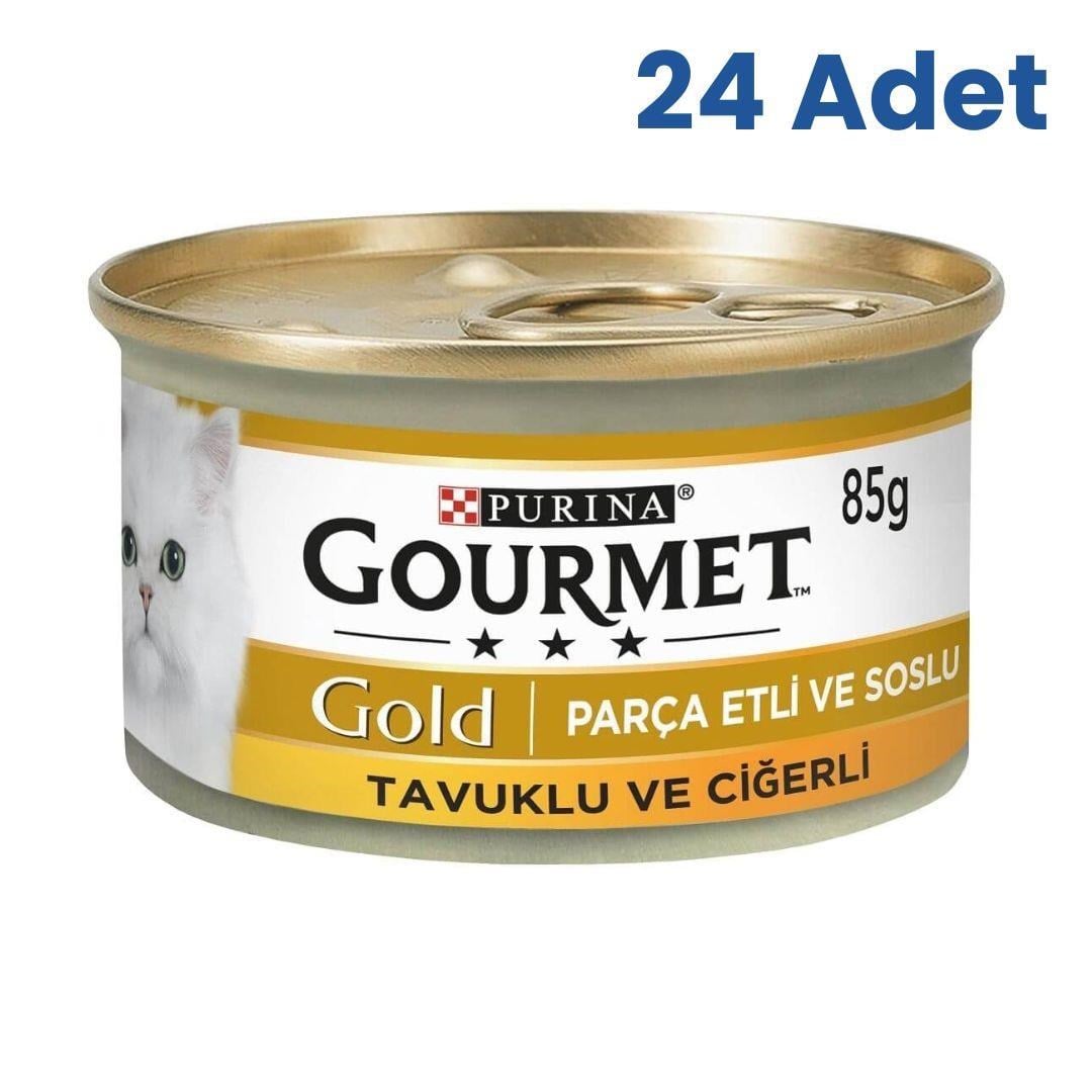 Gourmet Gold Parça Etli ve Soslu Tavuk & Ciğer Konserve Kedi Maması 85 Gr (24 Adet)