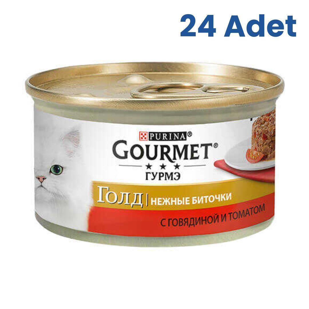 Gourmet Gold Savoury Cake Sığır Etli ve Domatesli Konserve Kedi Maması 85 Gr (24 Adet)