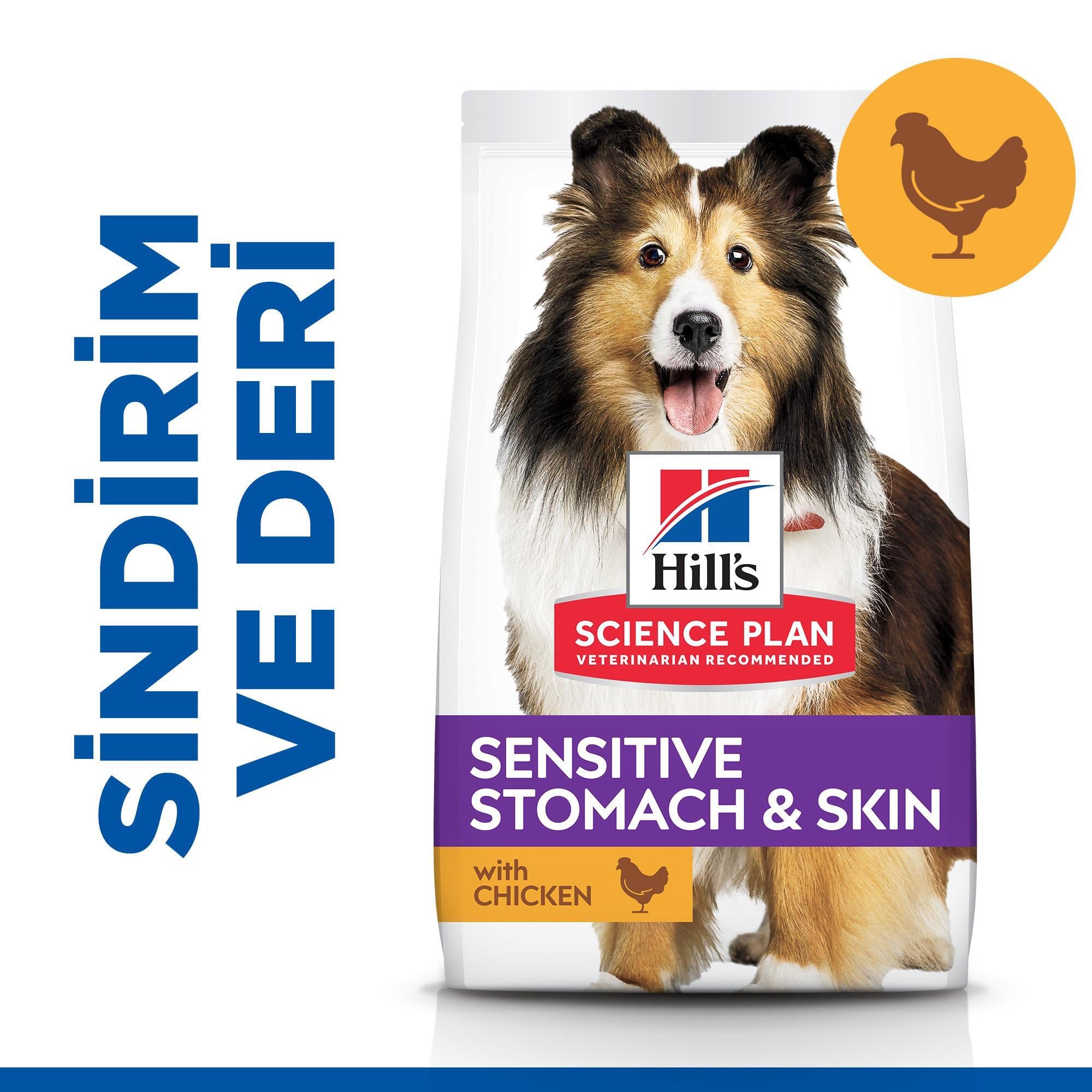 Hill's SCIENCE PLAN Sensitive Skin & Stomach Yetişkin Orta Irk Tavuklu Köpek Maması 2,5 Kg