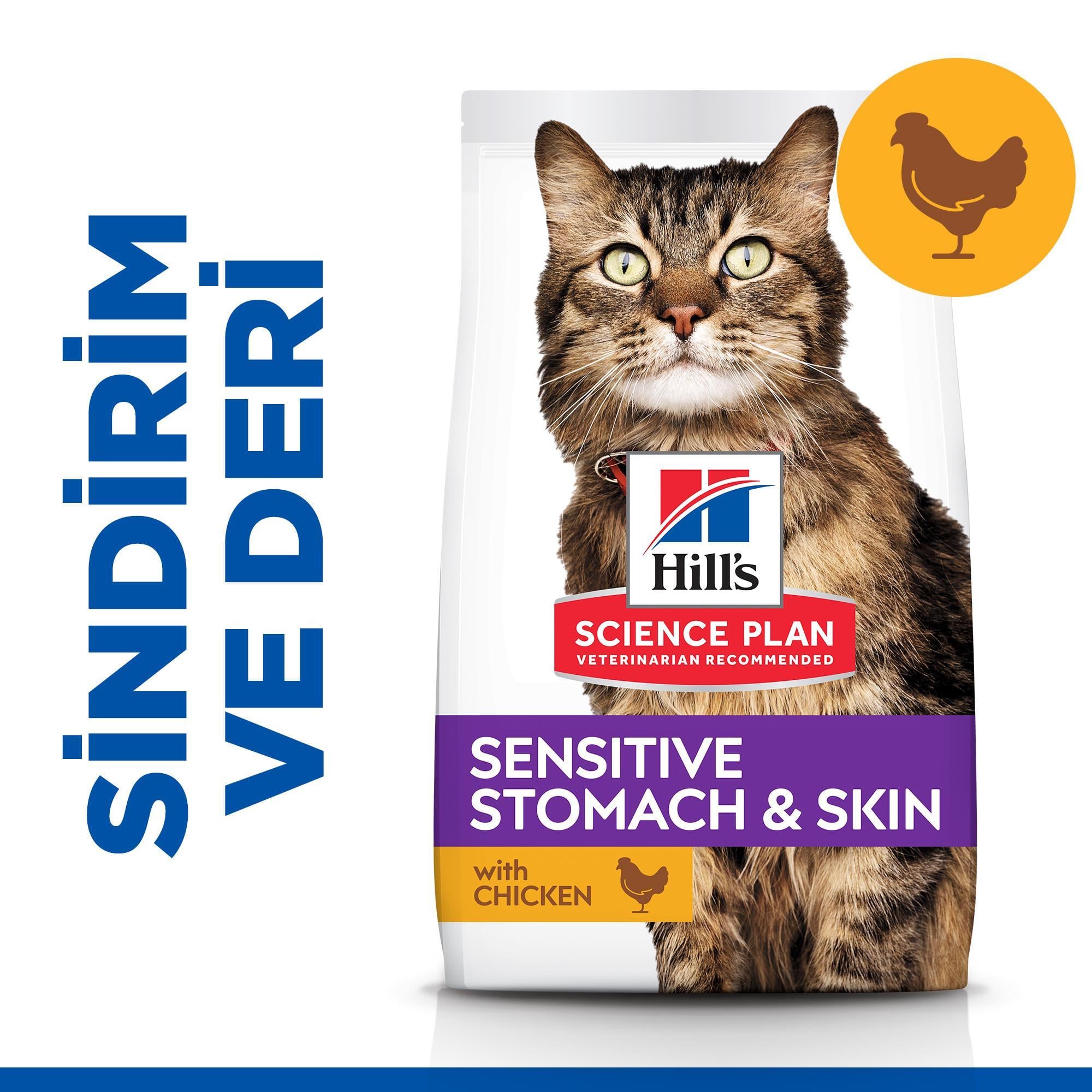 Hill's SCIENCE PLAN Sensitive Stomach & Skin Yetişkin Tavuklu Kedi Maması 1,5 Kg