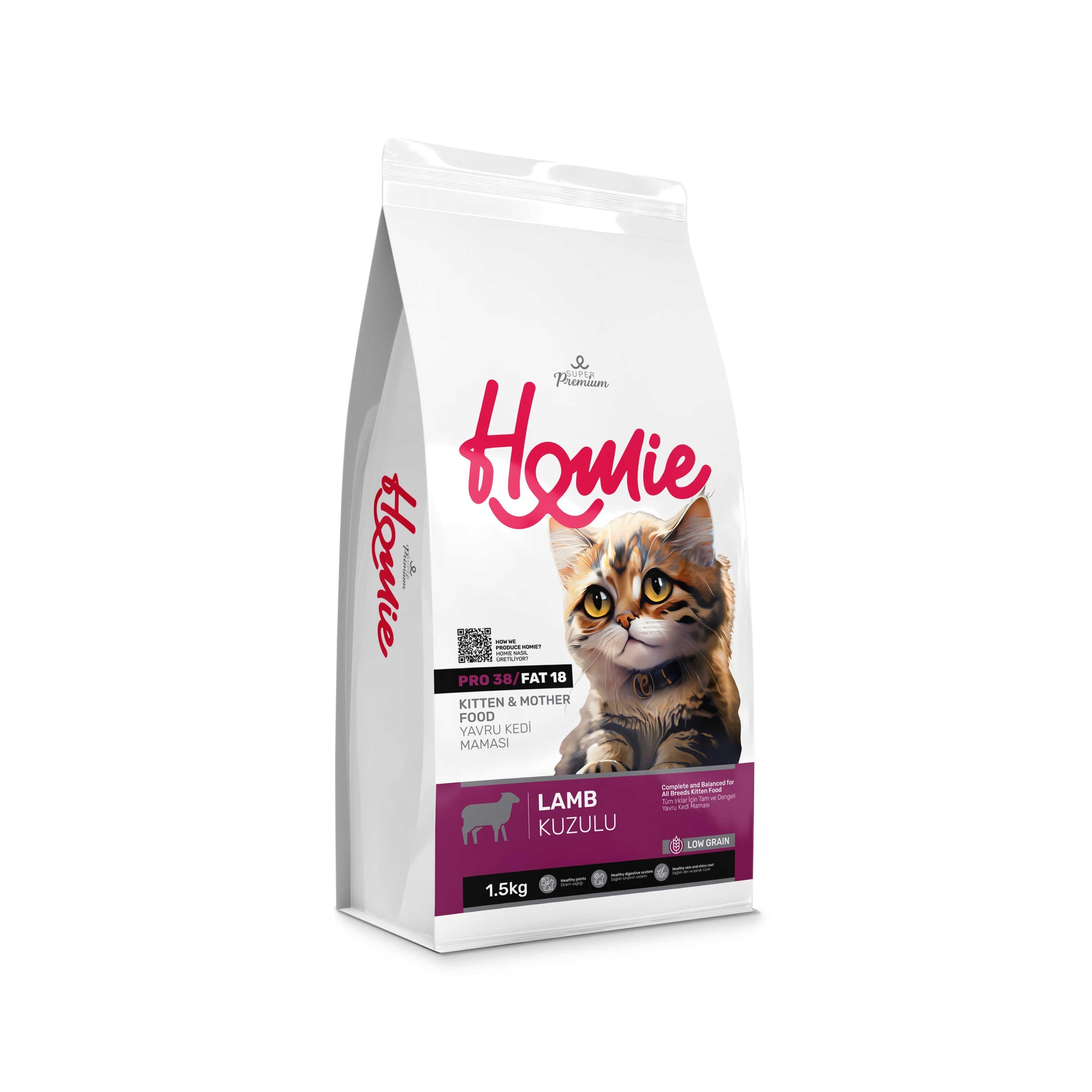 Homie Düşük Tahıllı Kuzu Etli Yavru ve Anne Kedi Maması 2,75 Kg