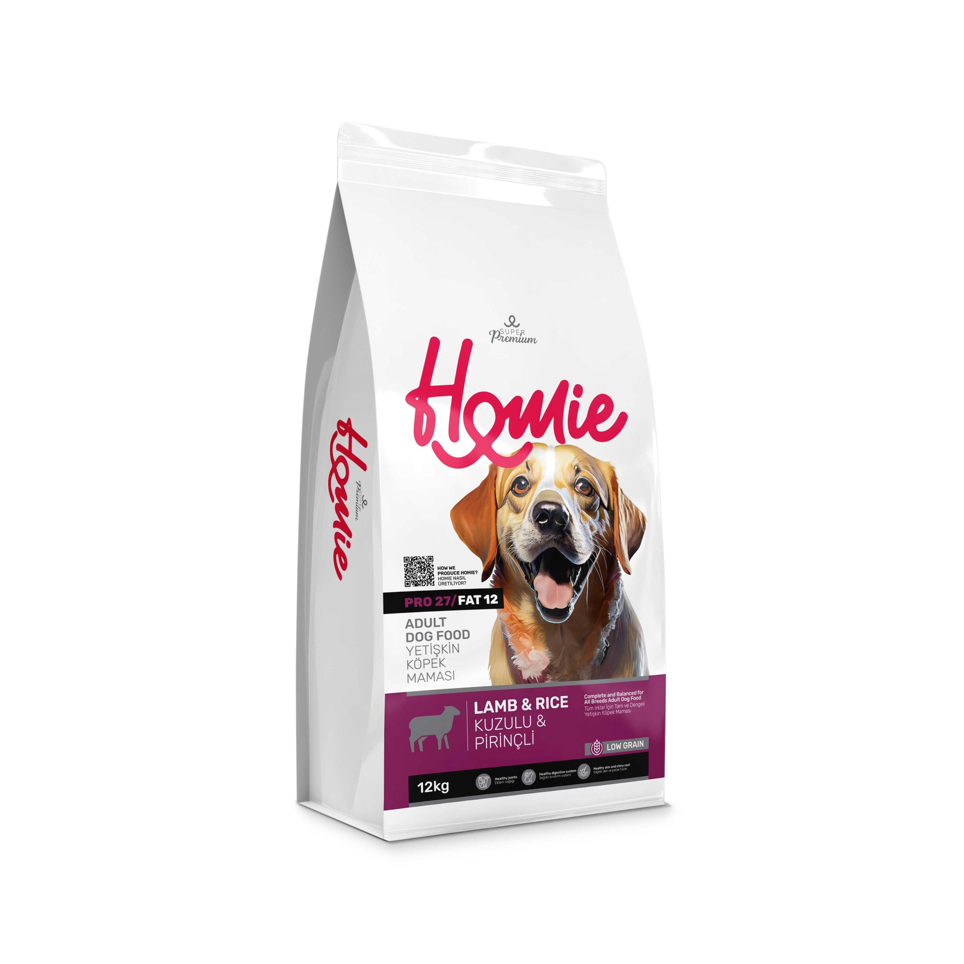 Homie Kuzulu ve Pirinçli Düşük Tahıllı Yetişkin Köpek Maması 12 Kg