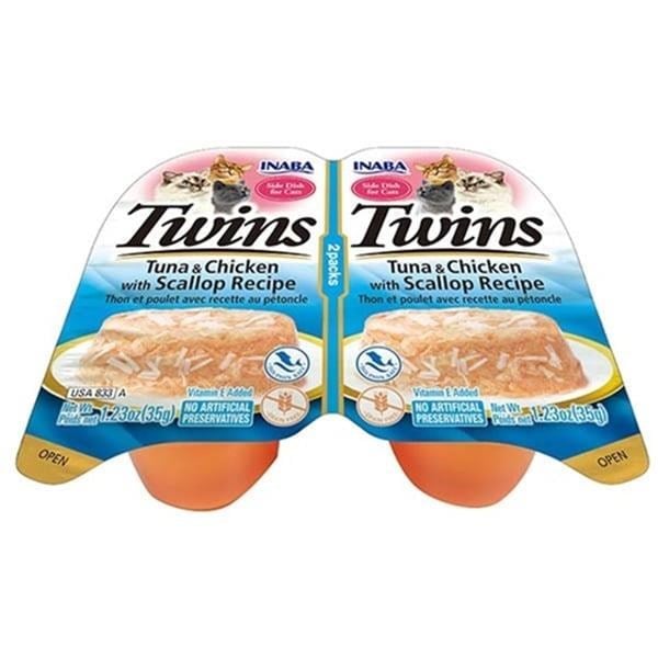 INABA Twins Jöle İçinde Ton Balıklı Deniz Taraklı ve Tavuklu Kedi Konservesi 35 Gr (2'li)
