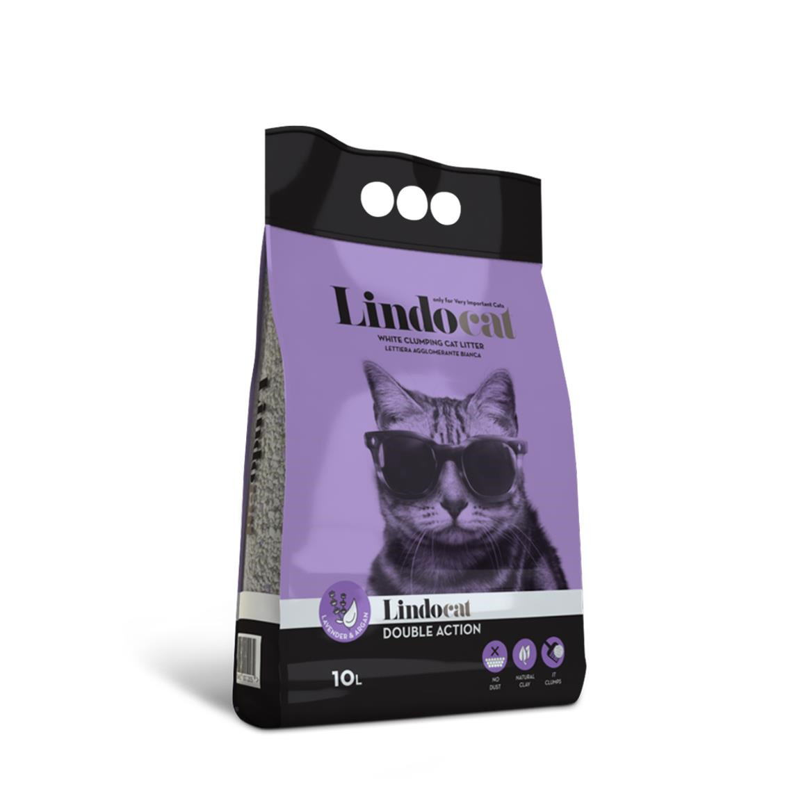 Lindocat Double Action Argan Yağı ve Lavanta Kokulu Topaklanan Kedi Kumu 10 Lt