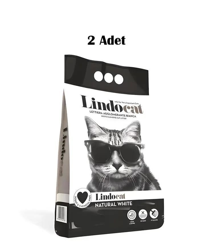 Lindocat Natural Kalın Taneli Kokusuz Topaklanan Kedi Kumu 10 Lt (2 Adet)
