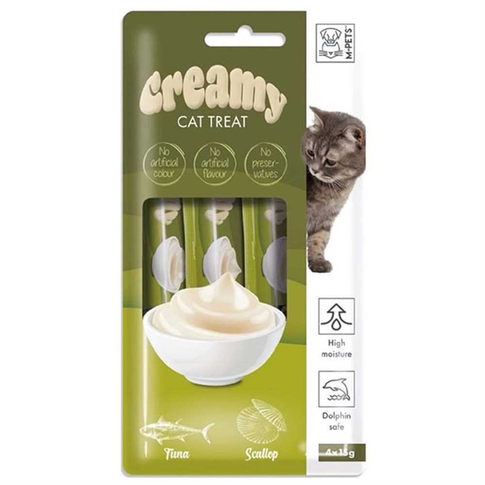 M-Pets Ton Balıklı ve Deniz Taraklı Sıvı Kedi Ödülü 4x15 gr