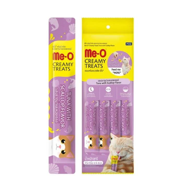 Me-O Creamy Treats Ton Balığı ve Deniz Taraklı Sıvı Kedi Ödülü 4x15 Gr