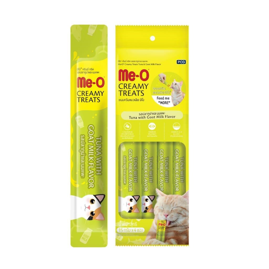 Me-O Creamy Treats Ton Balık & Keçi Sütlü Sıvı Kedi Ödülü 4x15 Gr