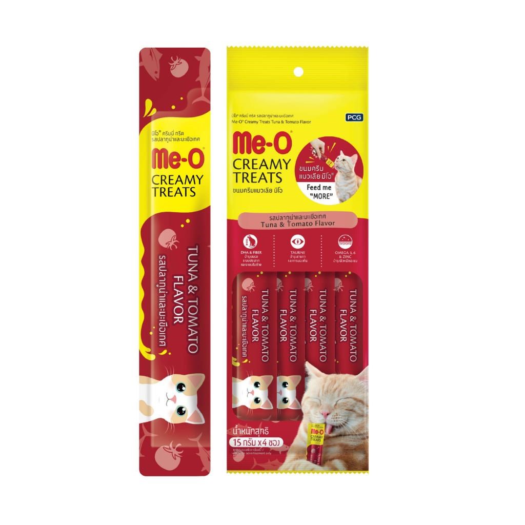 Me-O Creamy Treats Ton Balıklı & Domates Lezzetli Sıvı Kedi Ödülü 4x15 Gr