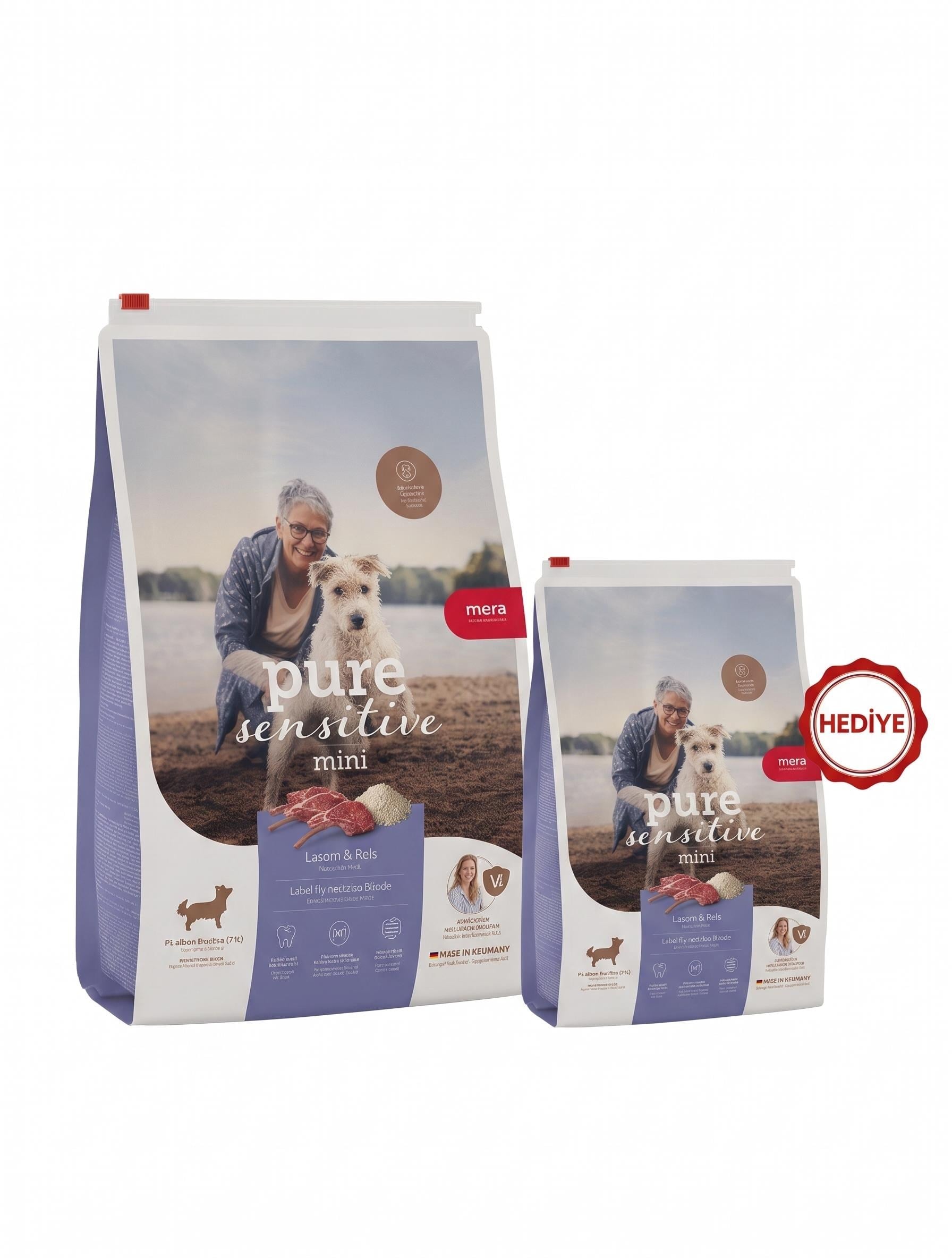 Mera Pure Sensitive Kuzulu Mini Yetişkin Köpek Maması 4 Kg + 1 Kg HEDİYE!