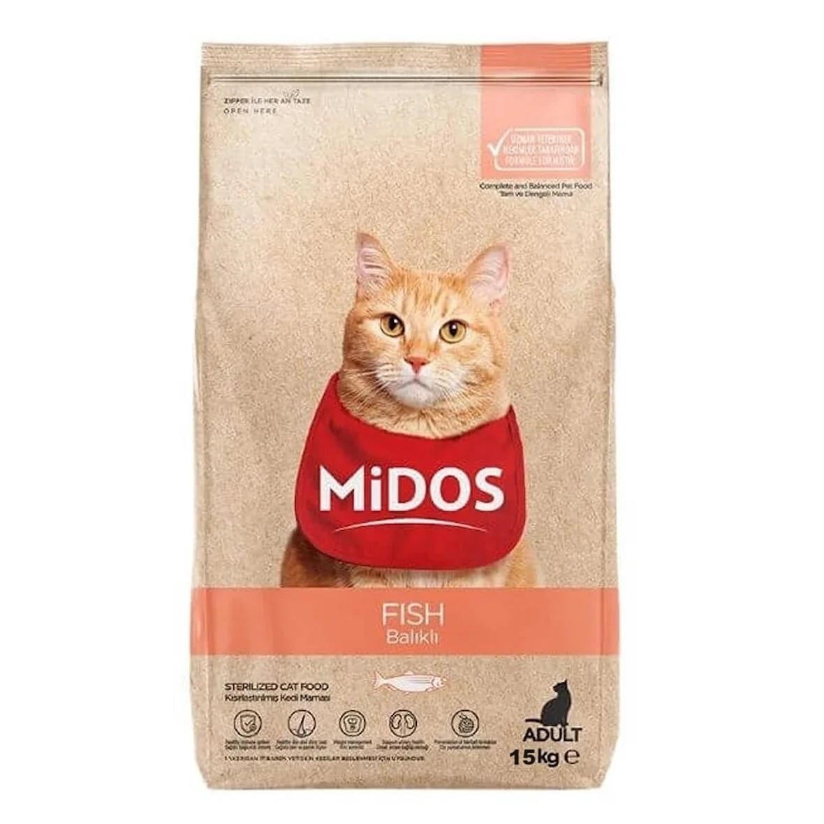 Midos Balıklı ve Pirinçli Kısırlaştırılmış Kedi Maması 2 Kg
