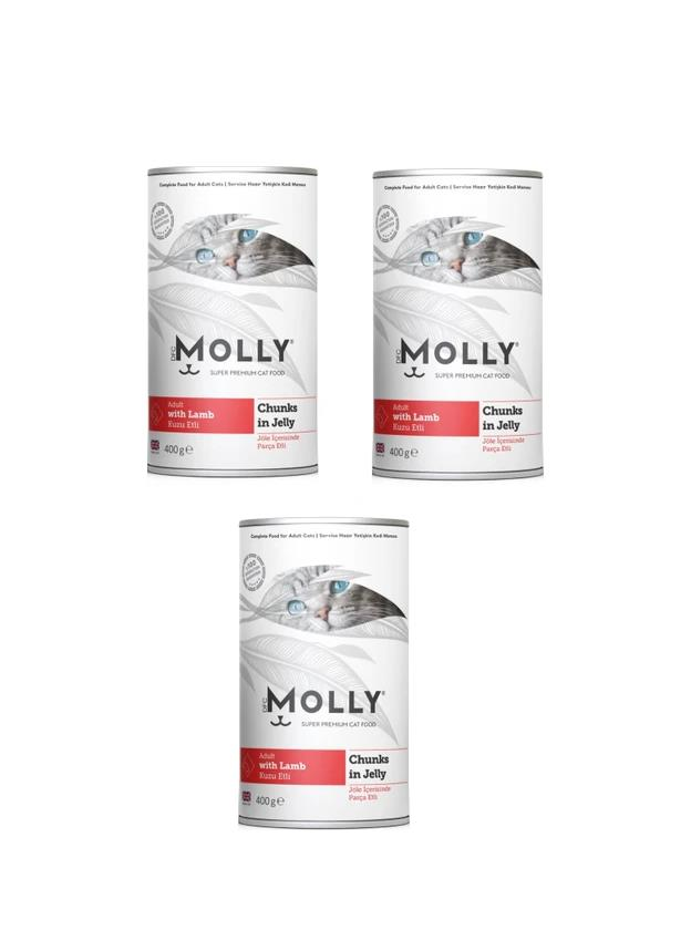 Molly Konserve Yetişkin Kedi Jöleli Kuzulu 400 Gr (3 Adet)