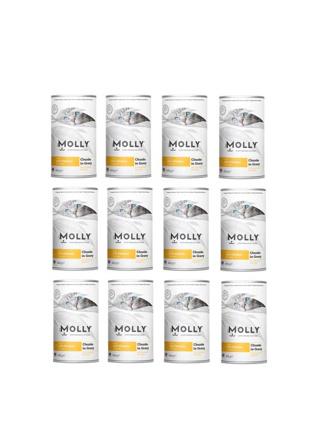 Molly Konserve Yetişkin Kedi Soslu Tavuklu 400 Gr (12 Adet)