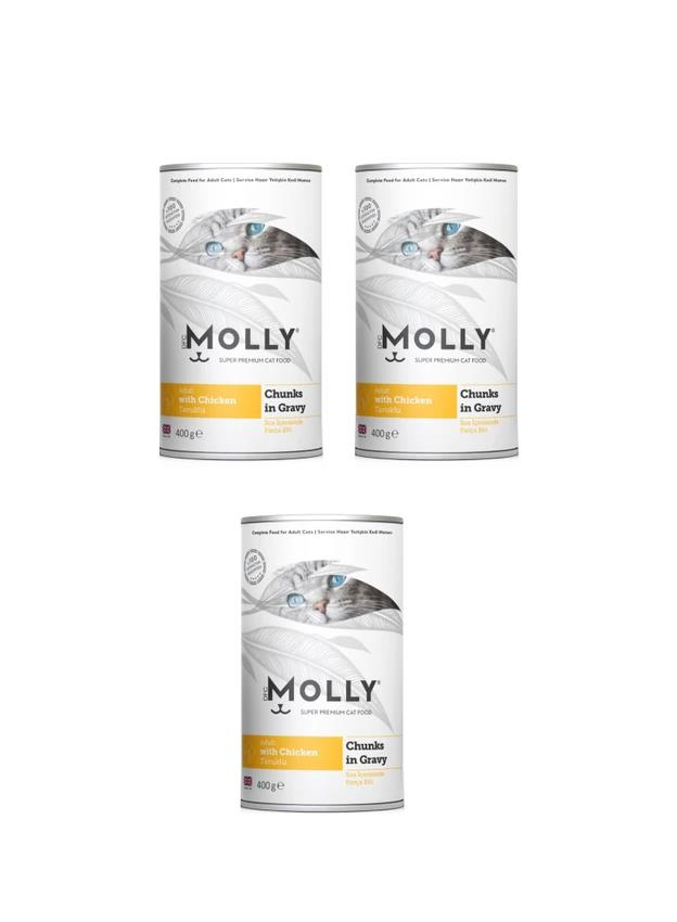 Molly Konserve Yetişkin Kedi Soslu Tavuklu 400 Gr (3 Adet)