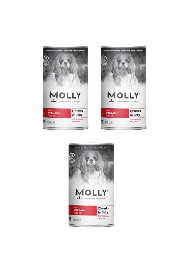 Molly Konserve Yetişkin Köpek Jöleli Kuzulu Parça Etli 400 Gr (3 Adet)