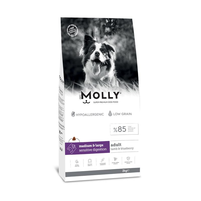 Molly Orta ve Büyük Irk Yetişkin Köpek Maması Kuzulu & Yaban Mersinli 2 Kg