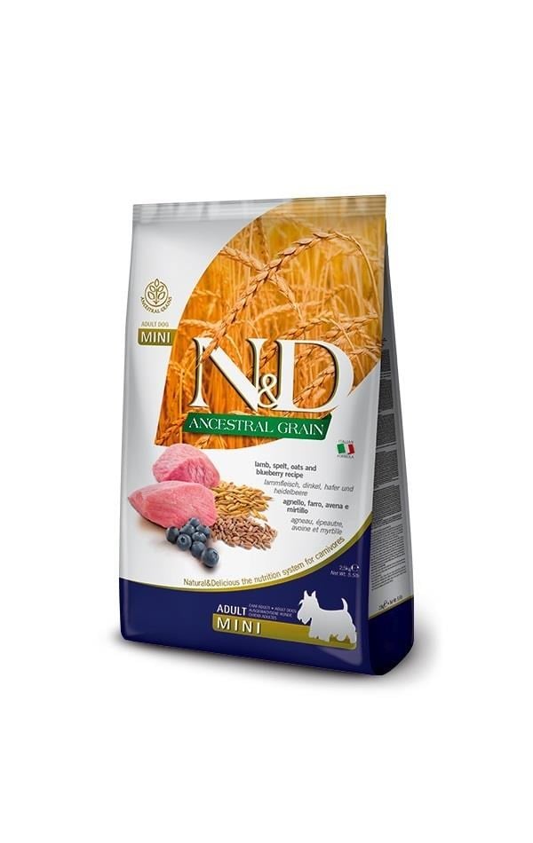 N&D Ancestral Grain Kuzu Etli Yaban Mersinli Küçük Irk Ata Tahıllı Yetişkin Köpek Maması 7 Kg