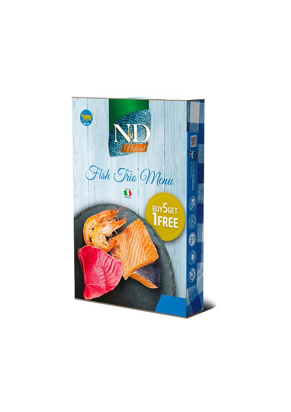 N&D Fish Trio Menu Balıklı Yetişkin Kedi Konservesi 70 Gr (6 AL 5 ÖDE)
