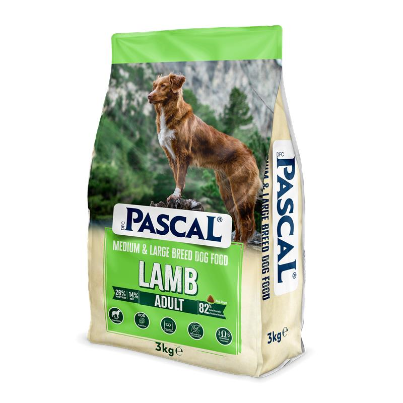 Pascal Orta ve Büyük Irk Yetişkin Köpek Maması Kuzulu 3 Kg