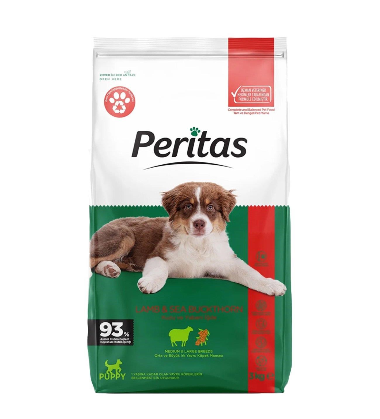 Peritas Kuzu Etli Orta ve Büyük Irk Yavru Köpek Maması (Sağlıklı Büyüme) 3 Kg