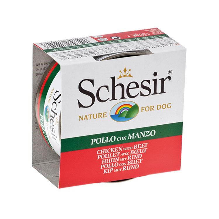 Schesir Jelly Tavuk Fileto ve Sığır Jöle İçinde Yetişkin Köpek Konservesi 150 Gr