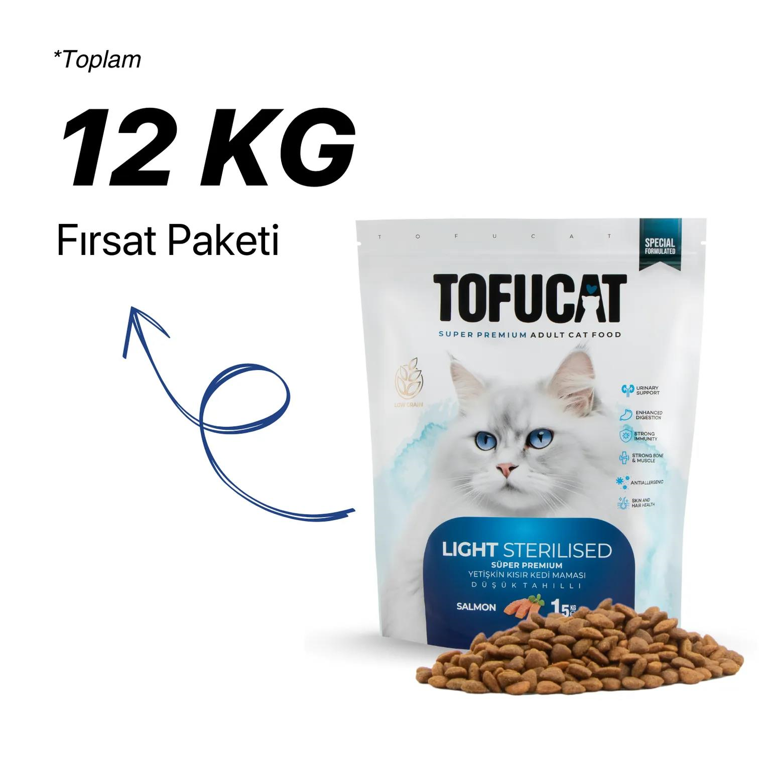 Tofucat Super Premium Sterilised Somonlu Kısır Kedi Maması - Antialerjenik ve Düşük Tahıllı 12 Kg