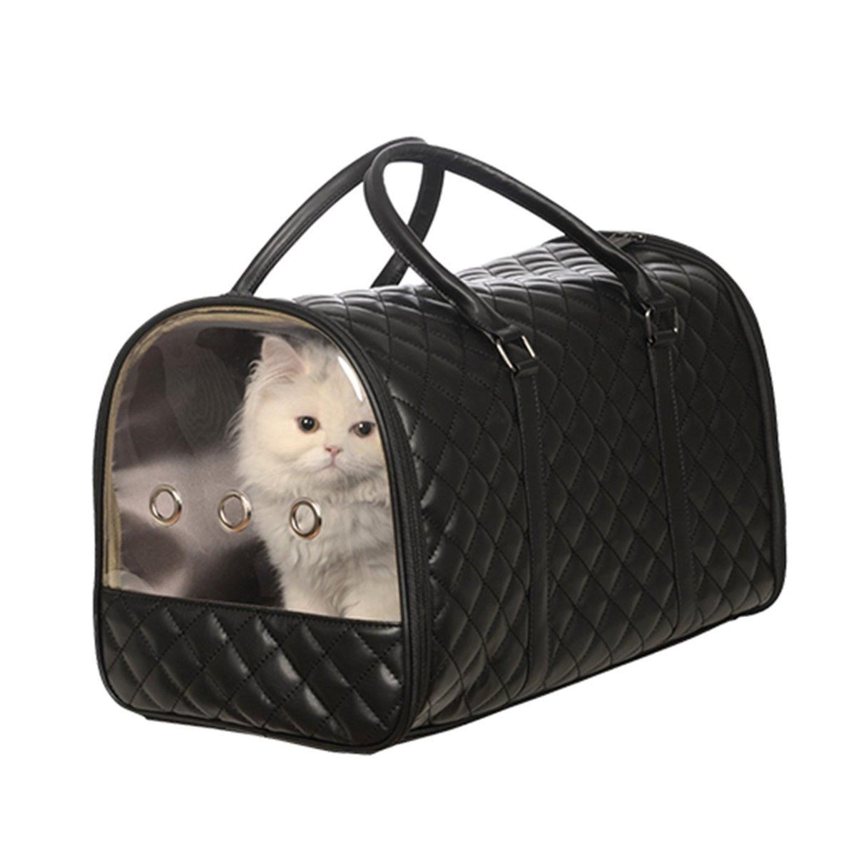 Zampa Molina Kedi Köpek Deri Taşıma Çantası Siyah 28x47x30